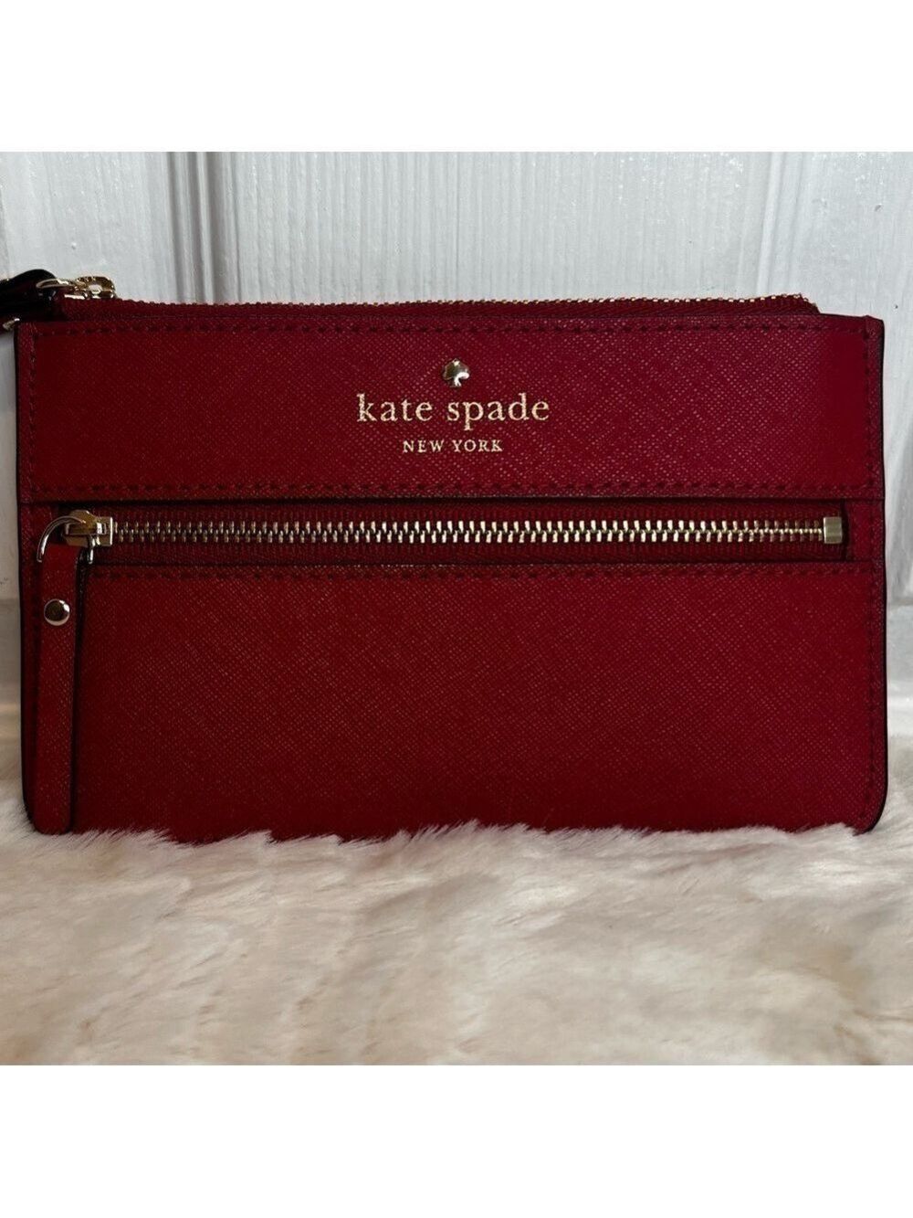 KATE SPADE NEW YORK MIKAS POND BEE LEATHER WRISTLET